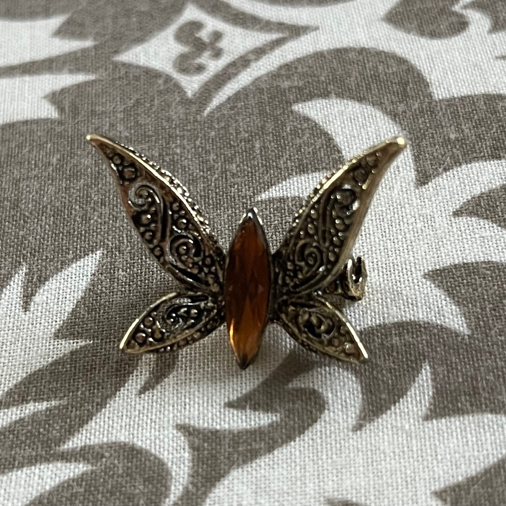 Vintage Costume Topaz Butterfly Pin